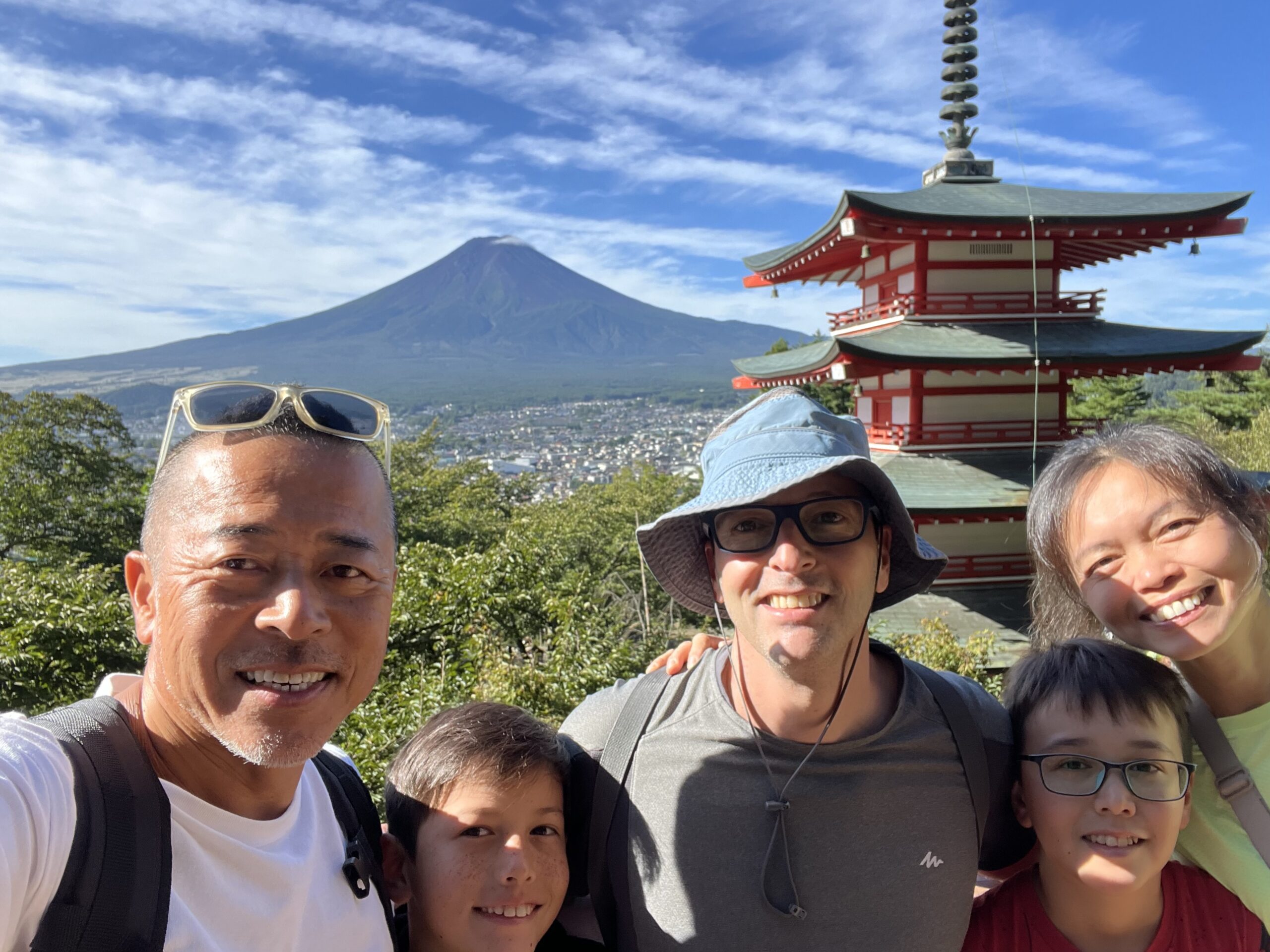 Mt Fuji Storied Pagoda With Wagasa Japanese Parasol Flowers Lake