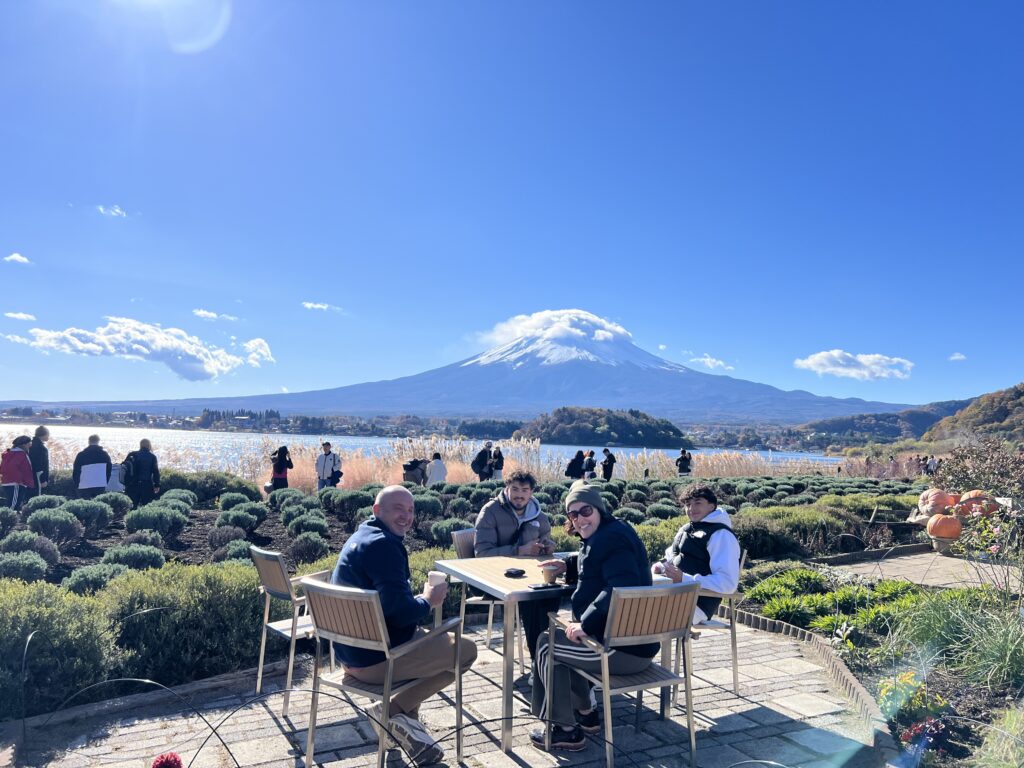 Mt Fuji Storied Pagoda With Wagasa Japanese Parasol And Katana Lake