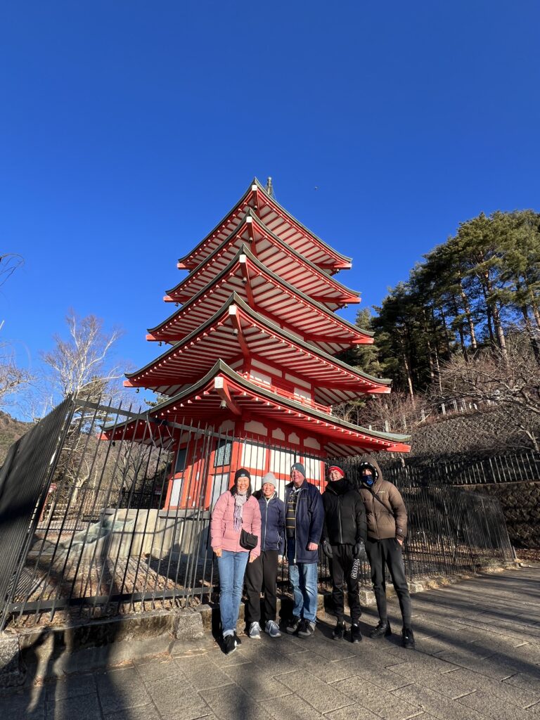 Mt Fuji Storied Pagoda With Wagasa Japanese Parasol Lake