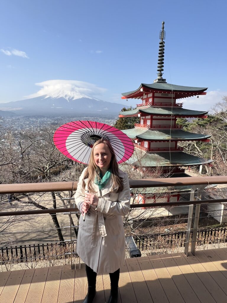 Mt Fuji Storied Pagoda With Wagasa Japanese Parasol Honcho Street