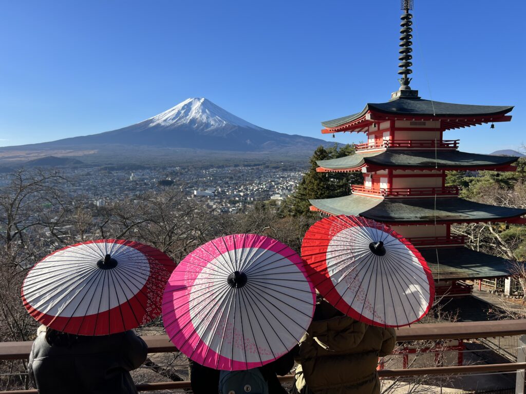 Mt.Fuji, 5storied pagoda,Wagasa ( Japanese parasol),Honcho street, Lake ...