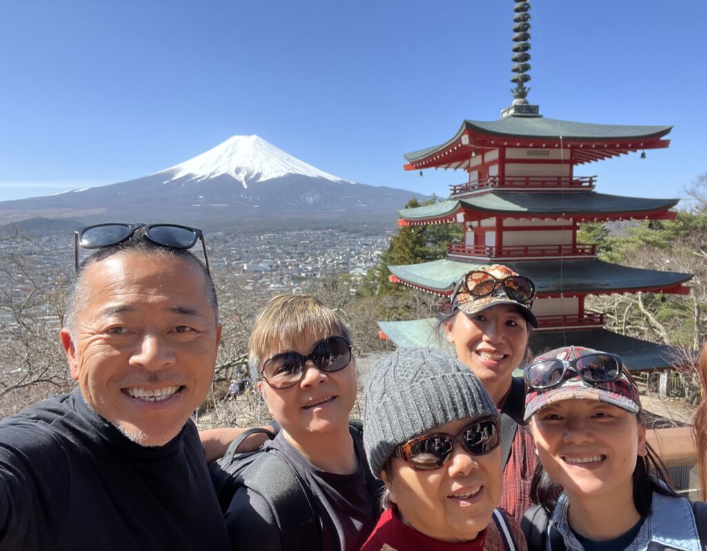 Mt.Fuji, 5storied pagoda with Wagasa ( Japanese parasol),Honcho street ...