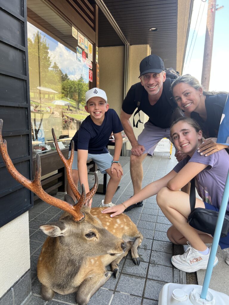 With deer 